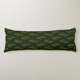 Almofada Comprida Emerald Green e Dourado Leaf Body Pillow