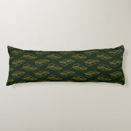 Almofada Comprida Emerald Green e Dourado Leaf Body Pillow