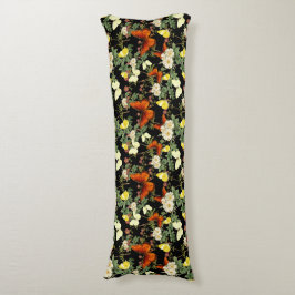 Almofada Comprida Flor de maçã e borboletas Fundo Negro