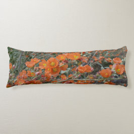 Almofada Comprida Flores De Sangue Do Deserto Laranja Globemallow