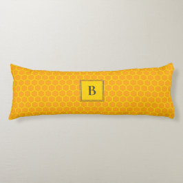 Almofada Comprida Honeycomb, Initials, Name on Yellow