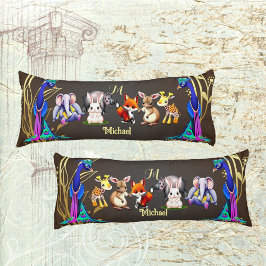 Almofada Comprida Jungle Safari Peacock Elephant Hare Rhino Monogram