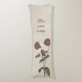 Almofada Comprida Love vintage floral, beige with romantic text 