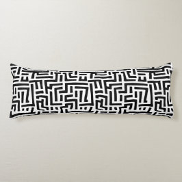 Almofada Comprida Motif Preto E Branco | Padrão Geométrico Maze