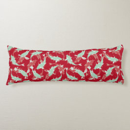 Almofada Comprida Motif Repetitivo Vermelho E Verde | Padrão de Peix