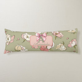 Almofada Comprida Padrão de Peonia Desenhada à Mão