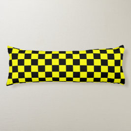 Almofada Comprida Padrão de Verificação Preto Amarelo