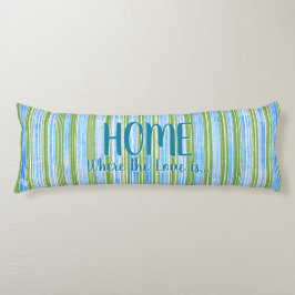 Almofada Comprida Padrão Teal, Azul, Verde e Stripes Brancas