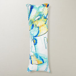 Almofada Comprida Tinta seca no, imagem de manchas amarelas, azuis,