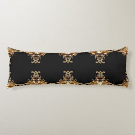 Almofada Comprida Travesseiro de Corpo com Flores Decorativas Dourad