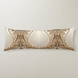 Almofada Comprida Travesseiro de Corpo Floral Ornamentado Dourado El