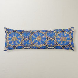 Almofada Comprida Travesseiro Decorativo Azul Dourado