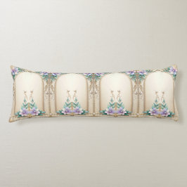 Almofada Comprida Travesseiro Decorativo com Moldura Floral