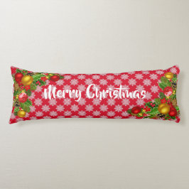 Almofada Comprida Travesseiro longo e feliz Natal vermelho e branco