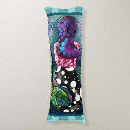 Almofada Comprida Whimsical Abstract Mermaid Nautical Teal Seashells