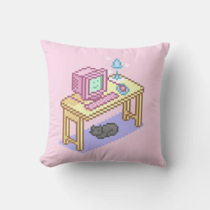 Almofada Computador de Arte Amarela Cor-de-rosa Geeky Paste