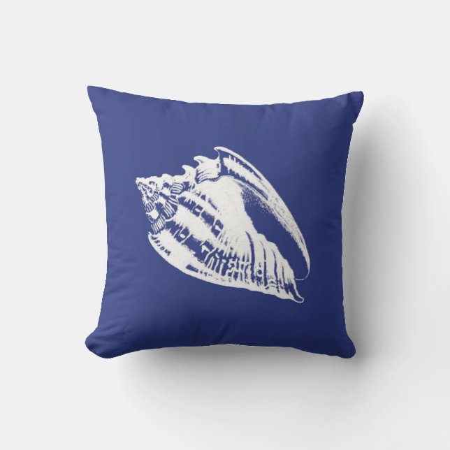 Almofada Conch Shell - marinho azul e branco (Frente)