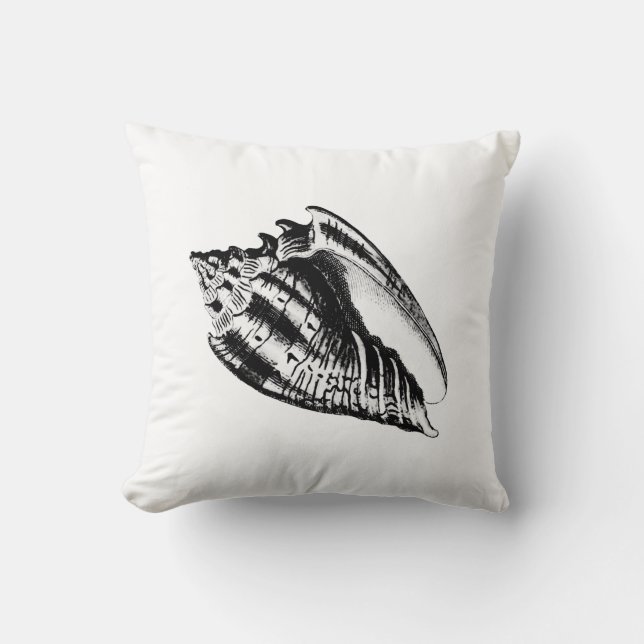 Almofada Conch Shell - preto e branco (Frente)