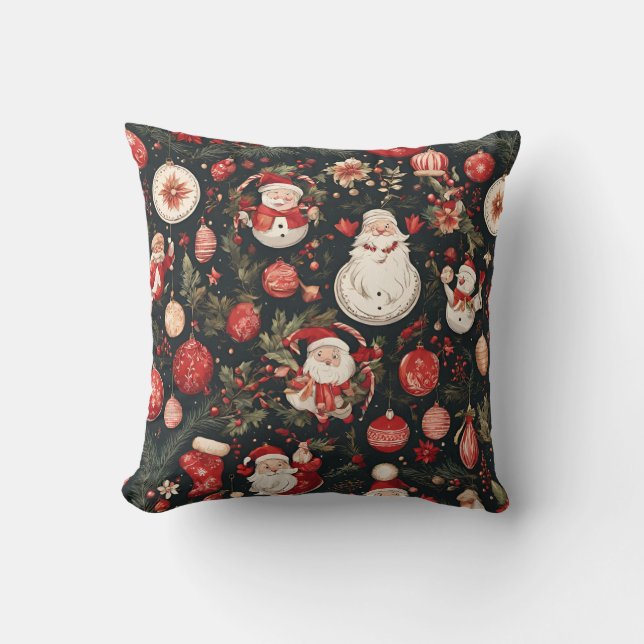 Almofada Condecorações de natal, folhas, flores (Frente)