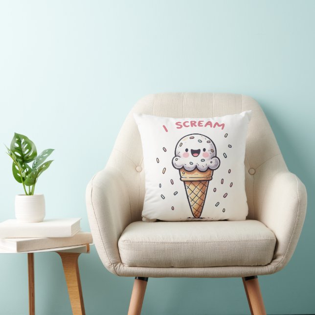 Almofada Cone de Sorvete I Scream com Confeitos (Cadeira)