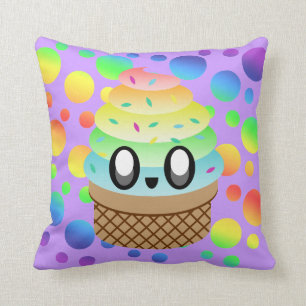 Almofada Cone do sorvete do arco-íris de Kawaii
