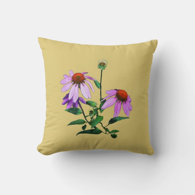 Almofada Coneflower Roxo Sobre Amarelo (Frente)