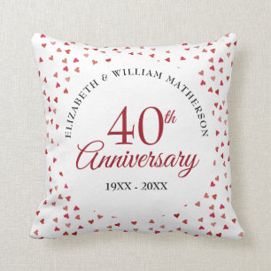 Almofada Confeites de Corações Rubis de 40º Aniversário