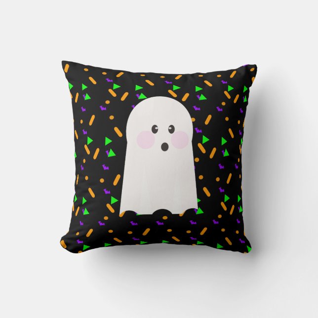 Almofada Confeitos de Halloween de Fantasma Fofo Padrão de  (Frente)