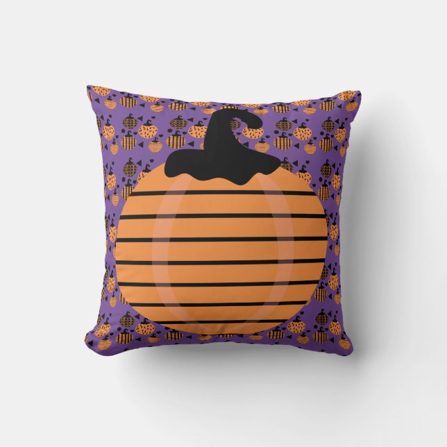 Almofada Confetes Laranja de Abóbora de Halloween  (Frente)