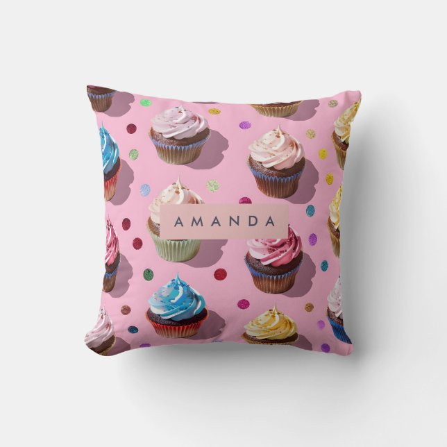 Almofada Confetes Personalizados para Cupcake de Chuva de C (Frente)