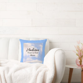Almofada Confiança em Deus Blue Sky Nome personalizado Insp