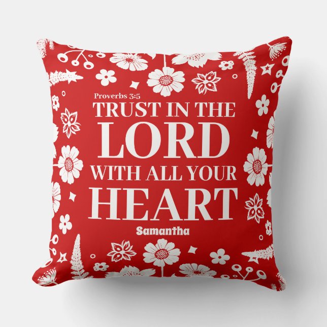 Almofada Confiança Personalizada no Senhor Cristão (Frente)