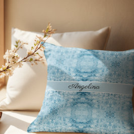 Almofada Conforto Ártico | Padrão de Pena Azul e Branco