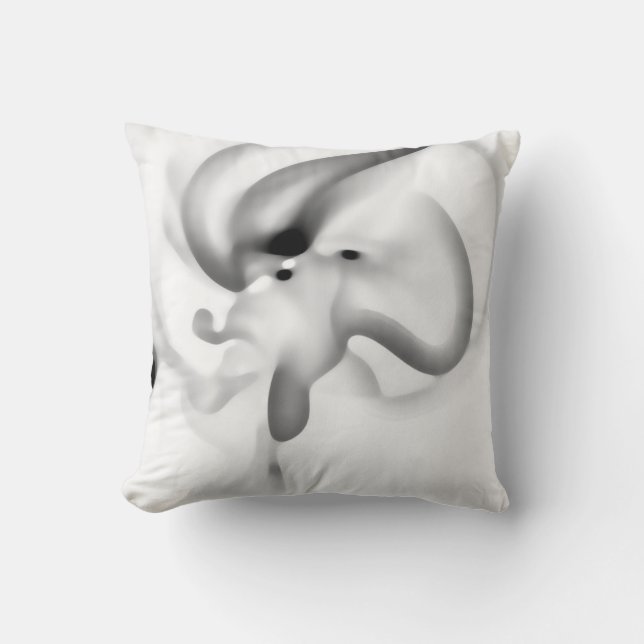 Almofada Congelado: Cinza Abstrato, branco e preto (Frente)