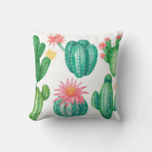 Almofada Conjunto de cactos com flores. Elementos isolados