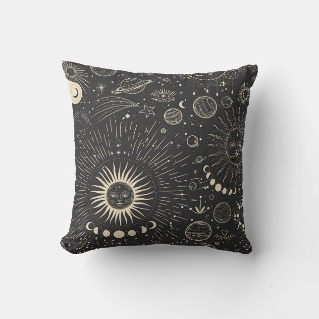 Almofada Conjunto de ilustrações da safra de fases da lua.  (Frente)