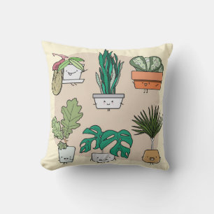Almofada Conjunto de lindas plantas caseiras em potes. bot
