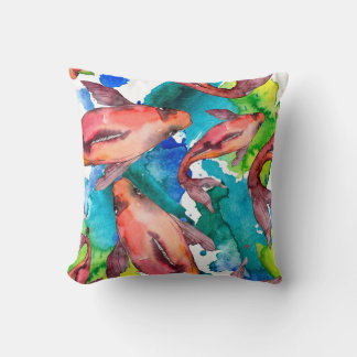 Almofada Conjunto de peixes aquáticos. Mar vermelho e peixe