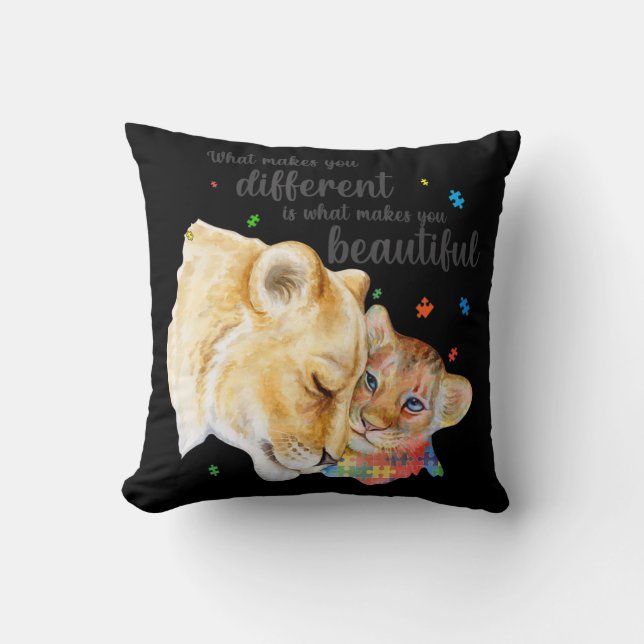 Almofada Consciência Autismo O Que Faz De Você Um Leão Dife (Frente)