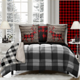 Almofada Conselho de Barn Recuperado Snowy Red Buffalo Stag