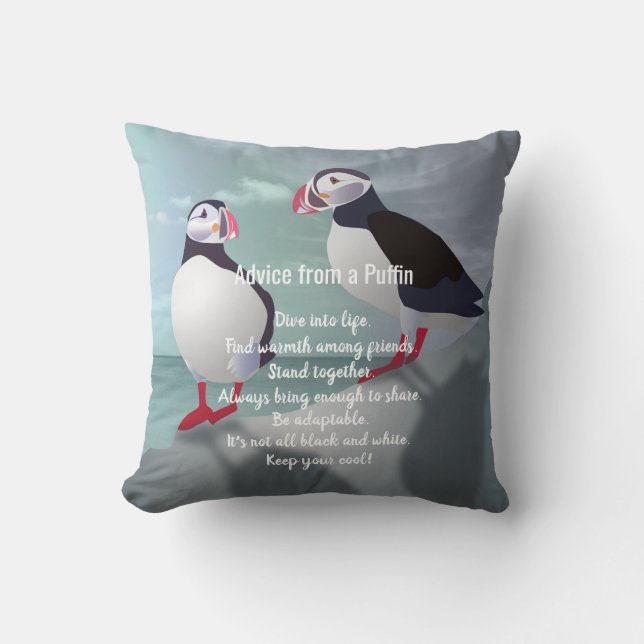 Almofada Conselhos de um Travesseiro decorativo Puffin Desi (Frente)