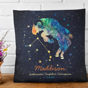 Almofada Constelação de Áries Zodíaco Aquarela Estrelas Gal