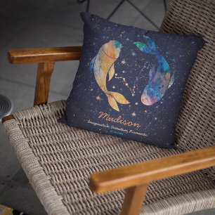 Almofada Constelação de Peixes Zodíaco Aquarela Estrela Gal