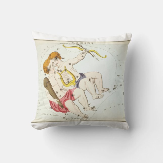 Almofada Constelação Gemini Espelho de Urania Impressão ant (Frente)