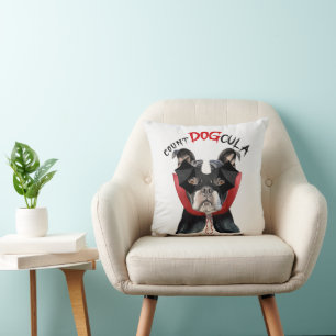 Almofada Contagem de Halloween Dogcula Boston Terrier Dog