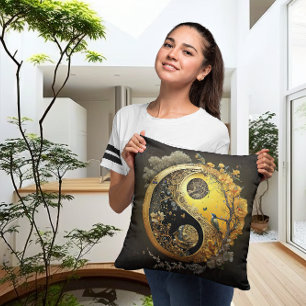 Almofada Contemporâneo Intrate Yellow Taijitu Yin e Yang