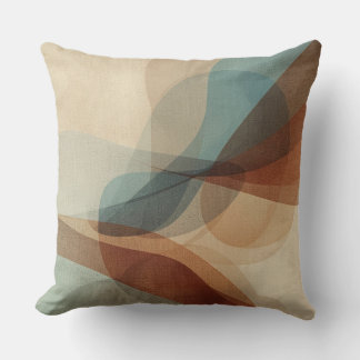 Almofada Contemporary Blue Rusty Brown Beige Abstract Print