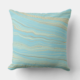 Almofada Contemporary Robins Egg Blue, Tan, Linen Pattern