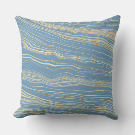 Almofada Contemporary Slate Blue, Tan, Linen Pattern