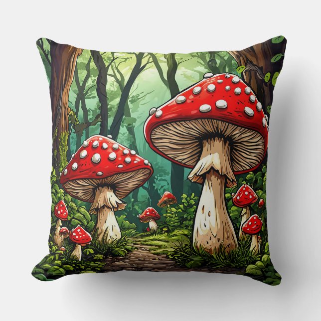 Almofada Conto de Fadas 🍄 Floresta de Cogumelos Presente A (Frente)